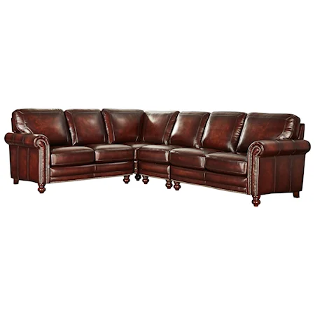 Traditional L-Shaped Sectional with Nailhead Trim